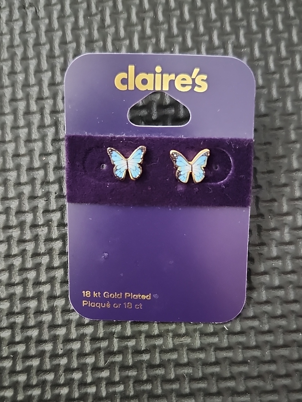 Claire's Light Blue Enamel Butterfly Stud Earrings